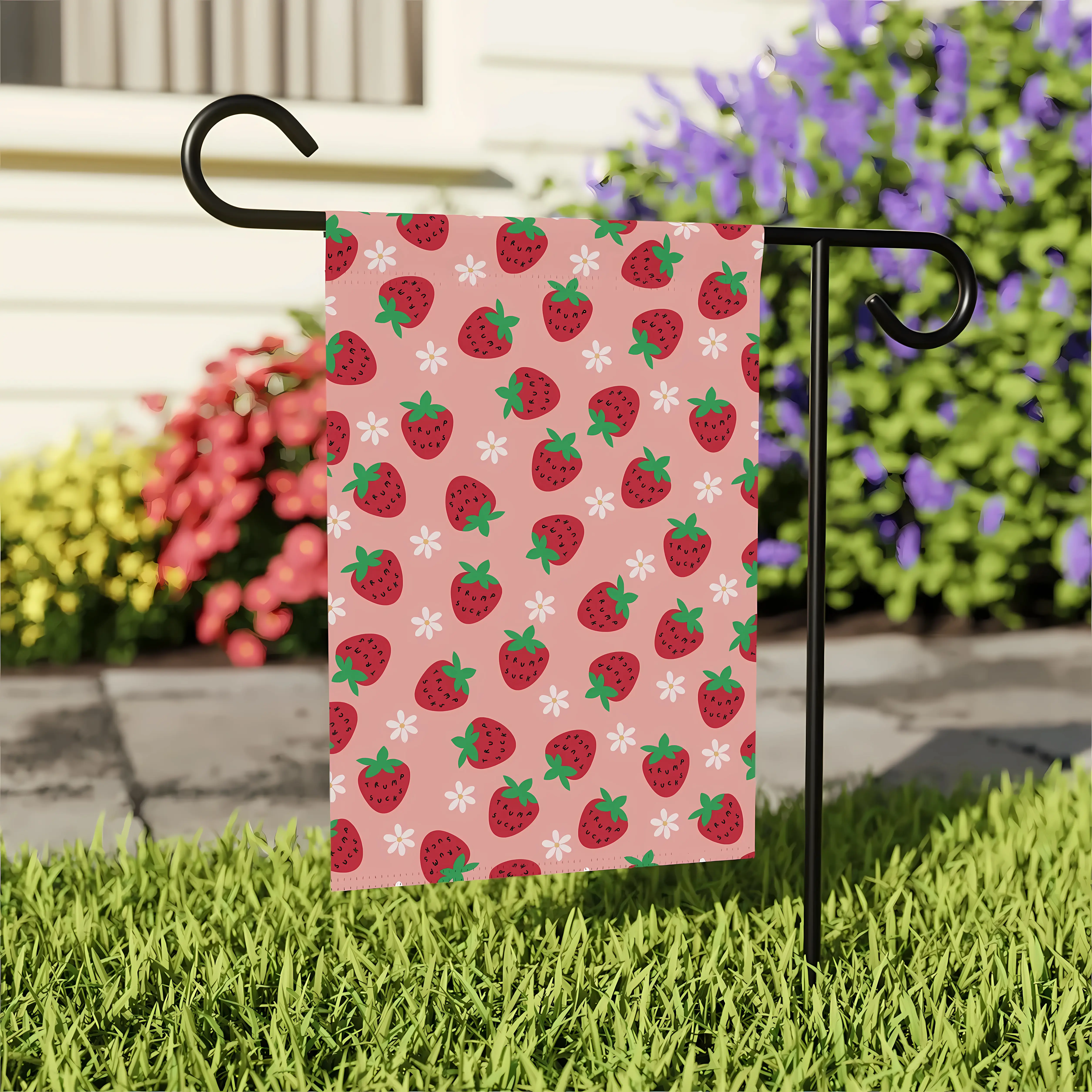 Strawberry Seed Garden Flag - Humorous, Funny Decor with Subtle Hidden Message, Playful Design to Express Views for Home Outdoor Decor (Home Improvement, Garden Supplies), Fun Garden Decor
