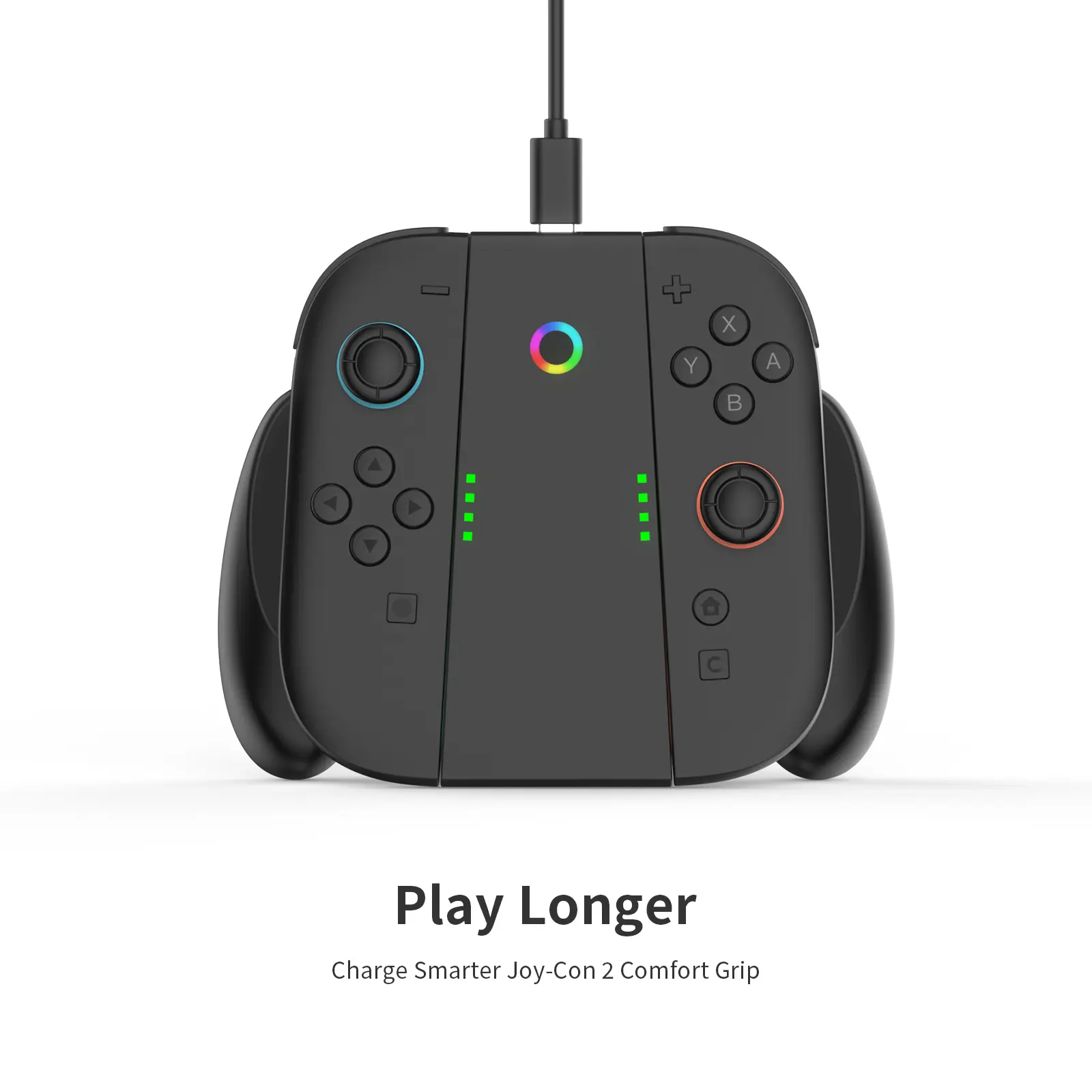 Charging Grip for Switch 2 Joy-Con - Magnetic, Ergonomic, LED Indicator, Play While Charging