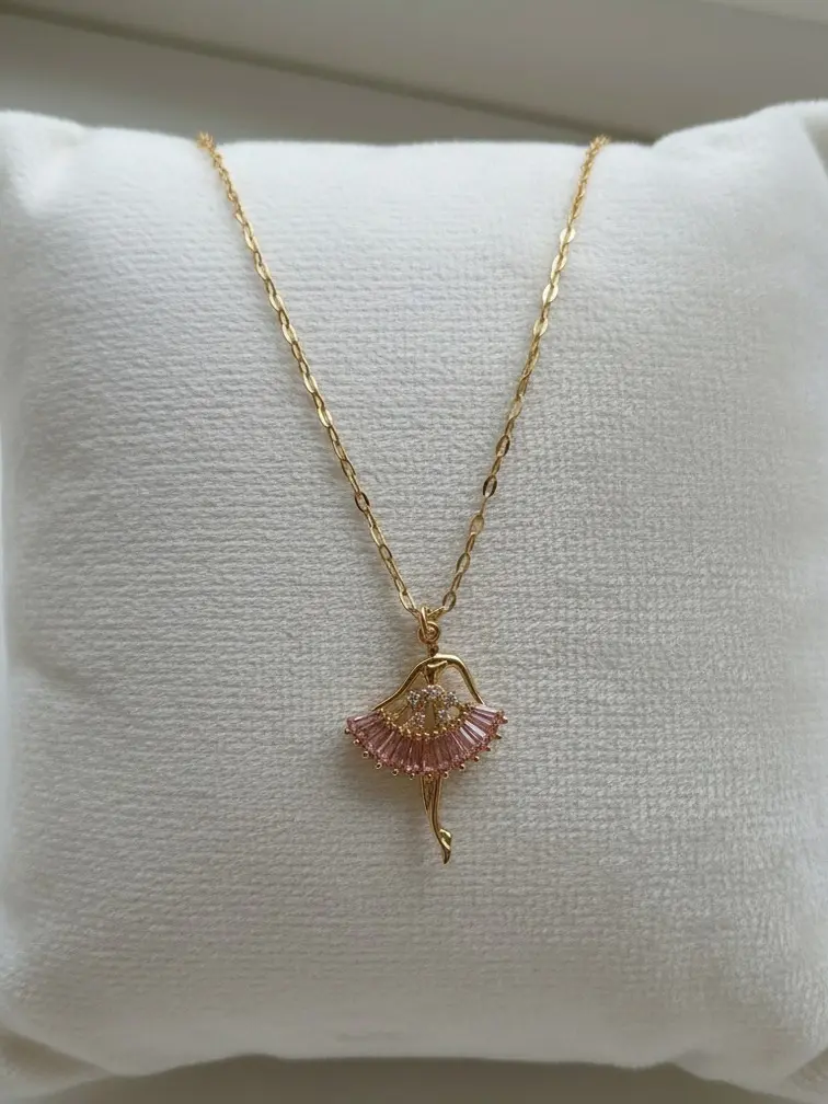 Dancing Ballerina Necklace - Elegant Design with Colorful Beads and Chain