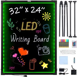 VEVOR LED Message Writing Board, 24x16 Illuminated Erasable Lighted Chalkboard, Neon Effect Menu Sign Board, Drawing Board with 8 Fluorescent Chalk Markers and Remote Control, for Home Wedding ShopVEVOR Super Brand Day