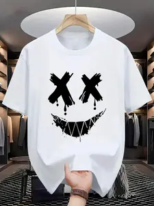 High Street Dark Fashion Summer Graffiti Print Short Sleeve T-Shirt, Unisex Oversized Loose Fit, Vintage Hip Hop Trendy Top