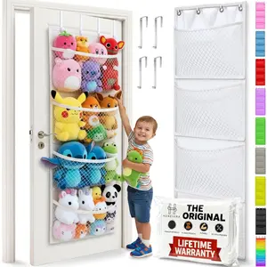 The Original Stuffed Animal Storage (Patented) - Over Door Organizer for Stuffies, Baby Ideas Holder, Toy Plush Hammock Hanging Net Big Girls Toddler Large Bag Animals Stuffy Behind