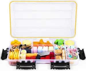 Snackle Box - Waterproof Travel Charcuterie Containers Box with Lid Keeps Snacks Fresh Dry - Removable Dividers 24 Compartments - Ideal for the Boat/ Beach/ Picnics.