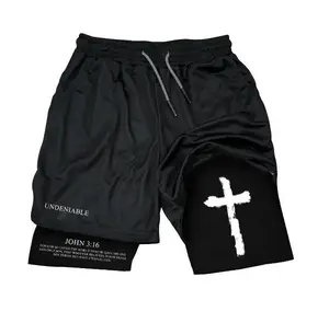 John 3:16 Shortde Performance Shorts Summer Double Layer Beach Pants Fitness Training Pant Sports