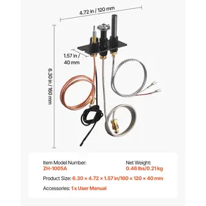 VEVOR Gas Pilot Assembly, OE 10002265, 10002264, SRV10002264 Fireplace Gas Pilot Assembly, Natural Gas LPG Ignition Replacement, Fit Majestic, Vermont Castings, Temco, Dutchwest, Monessen, Century