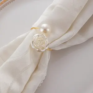 Stylish Cute Floral Camellia Rose Napkin Rings for Christmas Holiday Parties And Weddings, Exquisite Napkin Holders Home