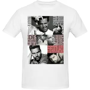 Ricky Music Martin Shirt Men's Personalised Crew Neck Short Sleeve T Shirt Cool Graphic Tees Black