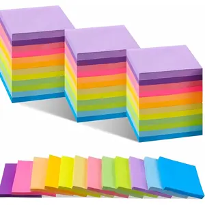 Sticky Notes 3x3 inch,Self-Stick Mini Notepad 24 Pads Total 2400 Sheets,Planner Stickers Bright  Colors Bookmark for Vision Board  Office Supplies (Bright 3x3 12 Colors)