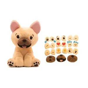 emotipals "Frenchie" Plush French Bulldog Kids Social Emotional Learning Toy with 21 Interchangeable Faces for Fun Expressive Play