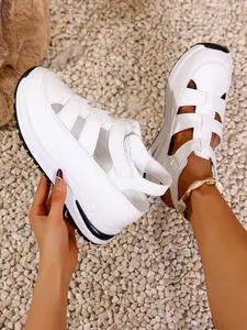 Women's Sporty Velcro Platform Sandals, Casual Comfortable Breathable Sandals for Summer, Fashionable Shoes for Daily Wear