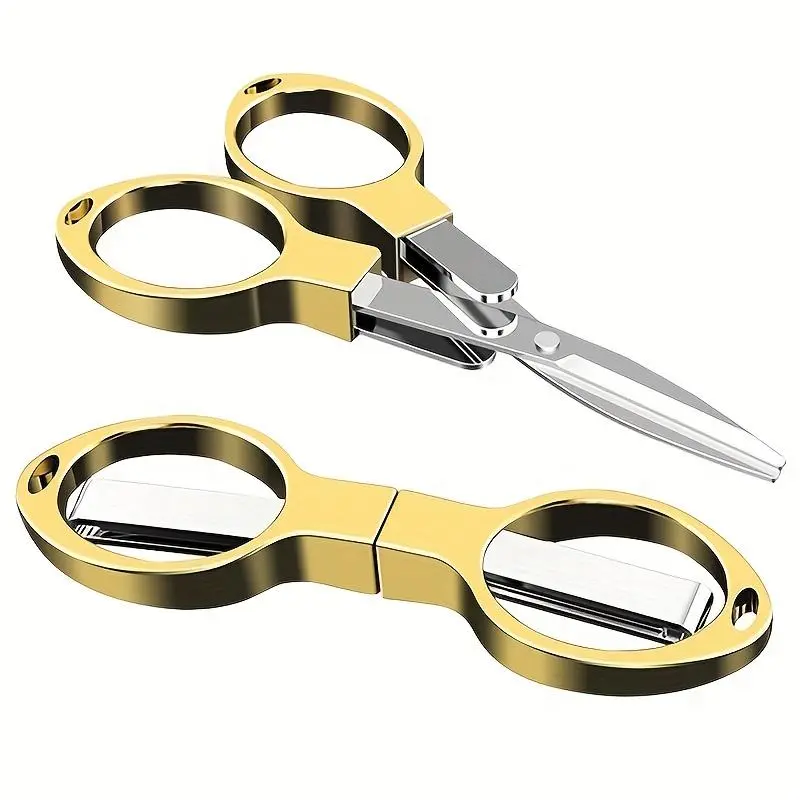1pc Multi-functional Retractable Stainless Steel Folding Scissors Mini Travel Portable Outdoor Scissors Cutting Tool Cutting Supplies
