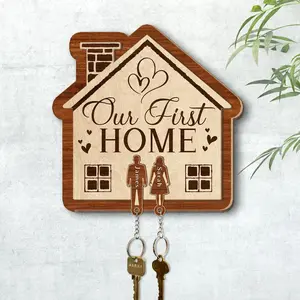 Personalized Our First Home Couples Keychain, House Warming Gift, Custom Couple Name Key Hook, Housewarming Gift, Newlywed Key Hanger