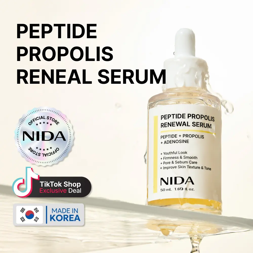 NIDA Peptide Propolis Renewal Serum Wrinkles Fine Lines Aging Skin Daily Radiant
