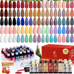 49pcs Gel Nail Polish Set, 45 Shiny Colors Gel Polish with Primer, Base, Glossy & Matte Top Coat for Nail Art Design Christmas Gift Set Nail Products
