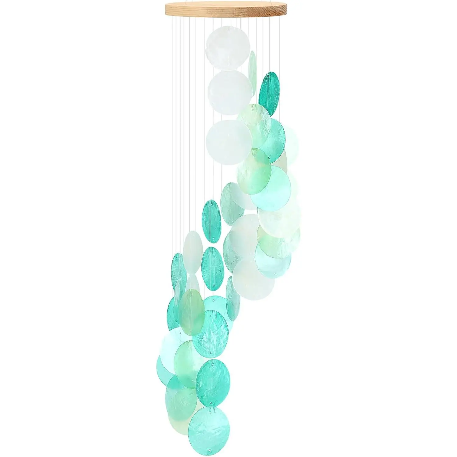 Sea Glass Wind Chimes for Outside Seashell Windchime 28 Inch Capiz Shell Wind Chime Xmas Gifts Outdoor Garden for Wind Chimes Lovers Beach Home Housewarming Hanging Decoration