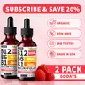 (2-PACK) Vitamin B12 Liquid Supplement Drops with B6, B1, Niacin & Folate - Edible Support for Energy, Brain & Heart, Non-GMO & Gluten-Free, 4 FI Oz