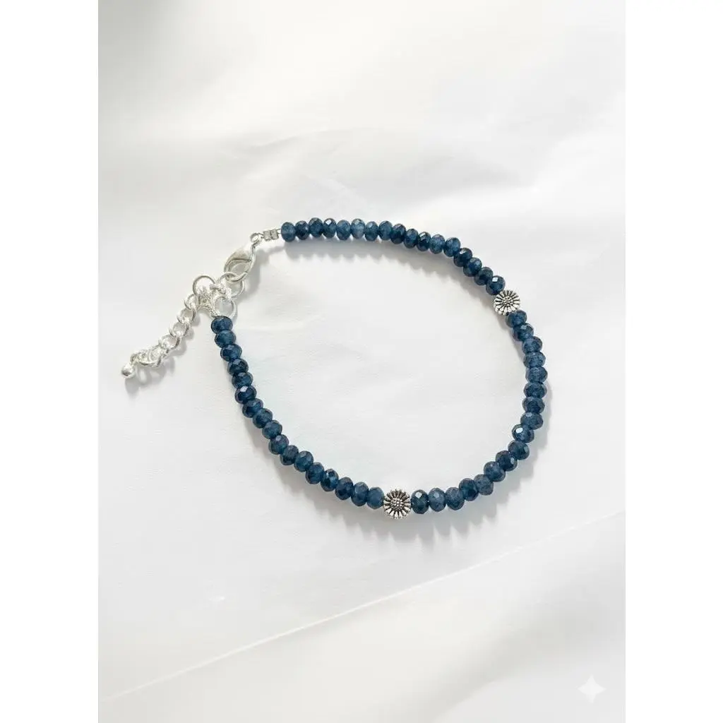 Minimalist Beaded Pretty Bracelet - Single-Strung Semiprecious Gemstone Jewelry Bracelet, Adjustable, 925 Sterling Silver, Everyday Wear, Beauty Products