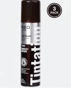 3 Pack Tintation Color Spray TCS02 Darkest Brown Temporary Hair Dye Hicolor Dark Hair