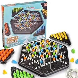 Chain Triangle Chess Game for Family Party Logical Thinking Enhancing Multiplayer Tabletop Puzzle Game with 84 Tokens 44 Rubber Bands Perfect for Holiday Christmas Birthday Gifts