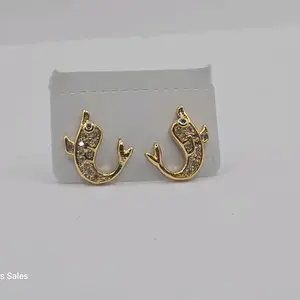 DOLPHINS fashion stud earrings with stones small size gold-plated beautiful design