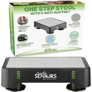 Portable Grey Small Step Stools Heavy Duty Plastic Stepping Platform Mobility Aid for Seniors Adults Kids, Bed Steps for High Beds Assist Device for Kitchen Bathroom Toilet
