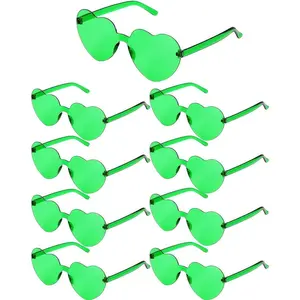 9 Pairs Heart Shaped Frameless Trendy Transparent Color Party Sunglasses
