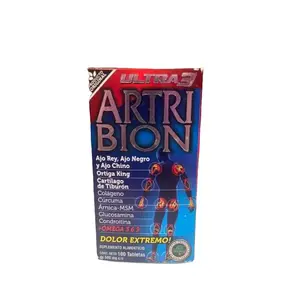 Atribion Antioxidant Ultra3 - Artribion with Ajo Rey Ajo Negro y Ajo Chino & Omega 3 6 9 - 100 Tablets for Dolor Extremo (BLUE WITH RED)