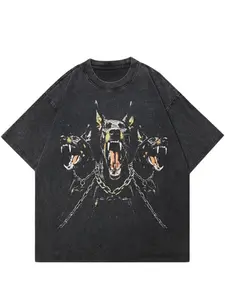 Vintage German Graffiti T-Shirt, Punk Gothic Style, Retro Design, Regular Fit, Long Sleeve, Casual Wear, All Seasons