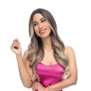 24-Inch Chocolatey Brown Ombré (Champagne Blonde Ends, Frontlights) Undone Curl Waves Synthetic Wig | 【Heat Resistant】【Cap Included】 | 51FSGB