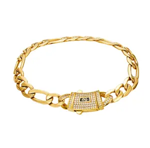 Premium 14K Gold Figaro Necklace for Men, Thick Cuban Style Figaro Chain with Secure Clasp clay beaded jewelry