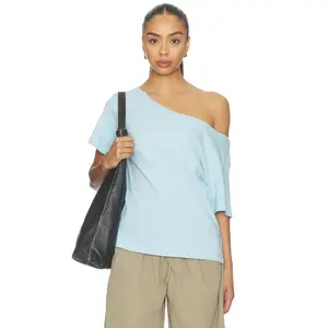 DAYDREAMER Solid Off The Shoulder Tee in Bluey