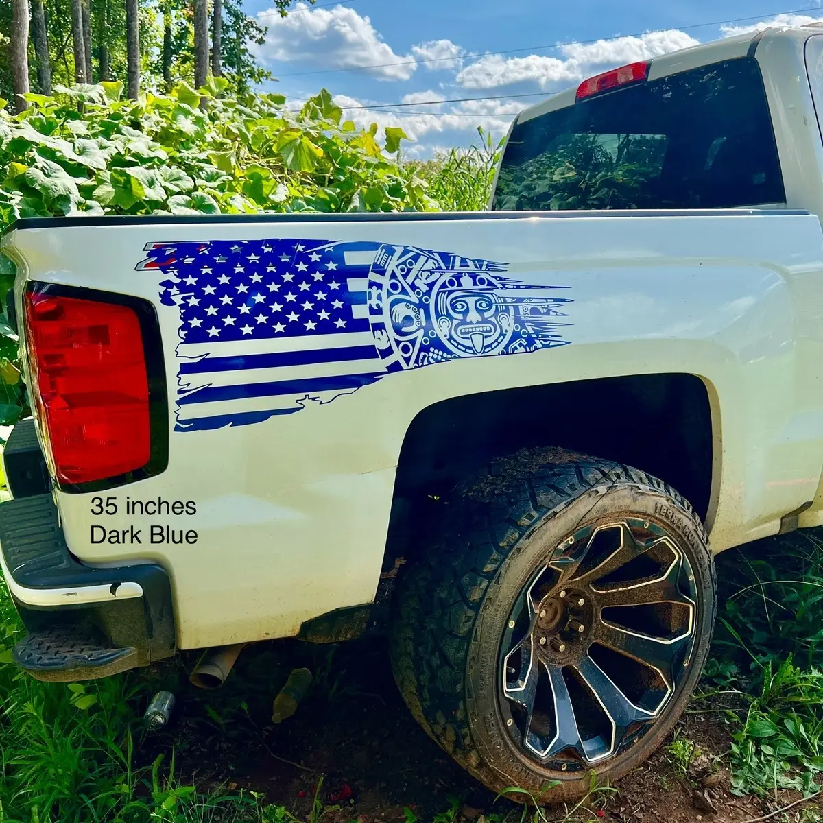 Azteca-American Flag Decal Sticker for Car, Glass Doors, and Walls - Different Sizes Available - Multiple Colors Available -
