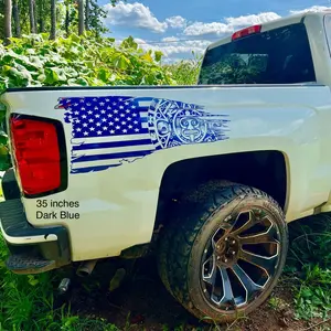 Azteca-American Flag Decal Sticker for Car, Glass Doors, and Walls - Different Sizes Available - Multiple Colors Available -