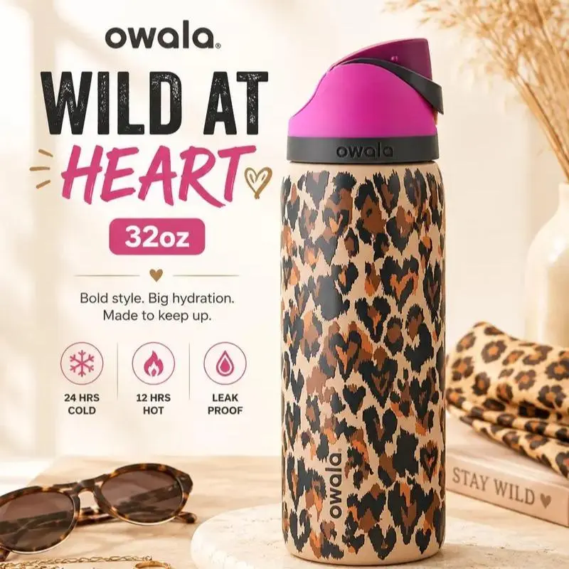 Owala Heart Leopard 32oz