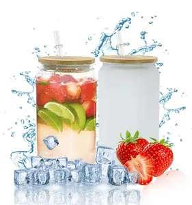 Juvenixs 16 oz Glass Cups Set with Bamboo Lids and Straws – 4 Pcs Reusable Tumbler for Iced Coffee, Tea, and Smoothies Bottles