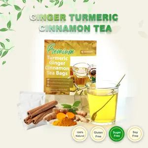 Herbiary Premium Turmeric Ginger Cinnamon 120 Tea Bags - 100% Natural, Gluten & Sugar Free Beverage Herbal