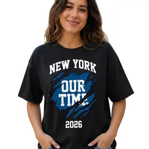 New York Our Time 2026 Graphic Tee Women Game Day Shirt Plus Size Sports Top