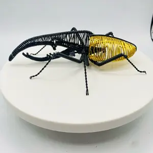Handmade Aluminum Wire Hercules Beetle Sculpture