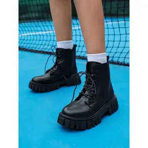 New Women's Punk Combat Boots, Mid-Calf Zip-Up & Lace-Up Design, Perfect for Daily Play & Cycling, Motorcycle Style Footwear