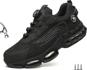 Men's Smash and Stab Resistant Work Safety Shoes, Indestructible Comfortable Lightweight Air Cushioned Shoes Footwear Boy Anti-Static Waterproof Breathable Upper Non-Slip Oil Resistant Durable Outsole - Closed