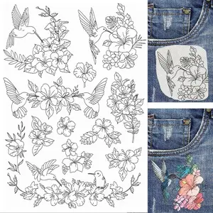 Water-Soluble Embroidery Pattern, Bird and Flower Theme, Sewing Stabilizer, Easy to Use, Ideal for Beginners and Enthusiasts, Craft Supplies