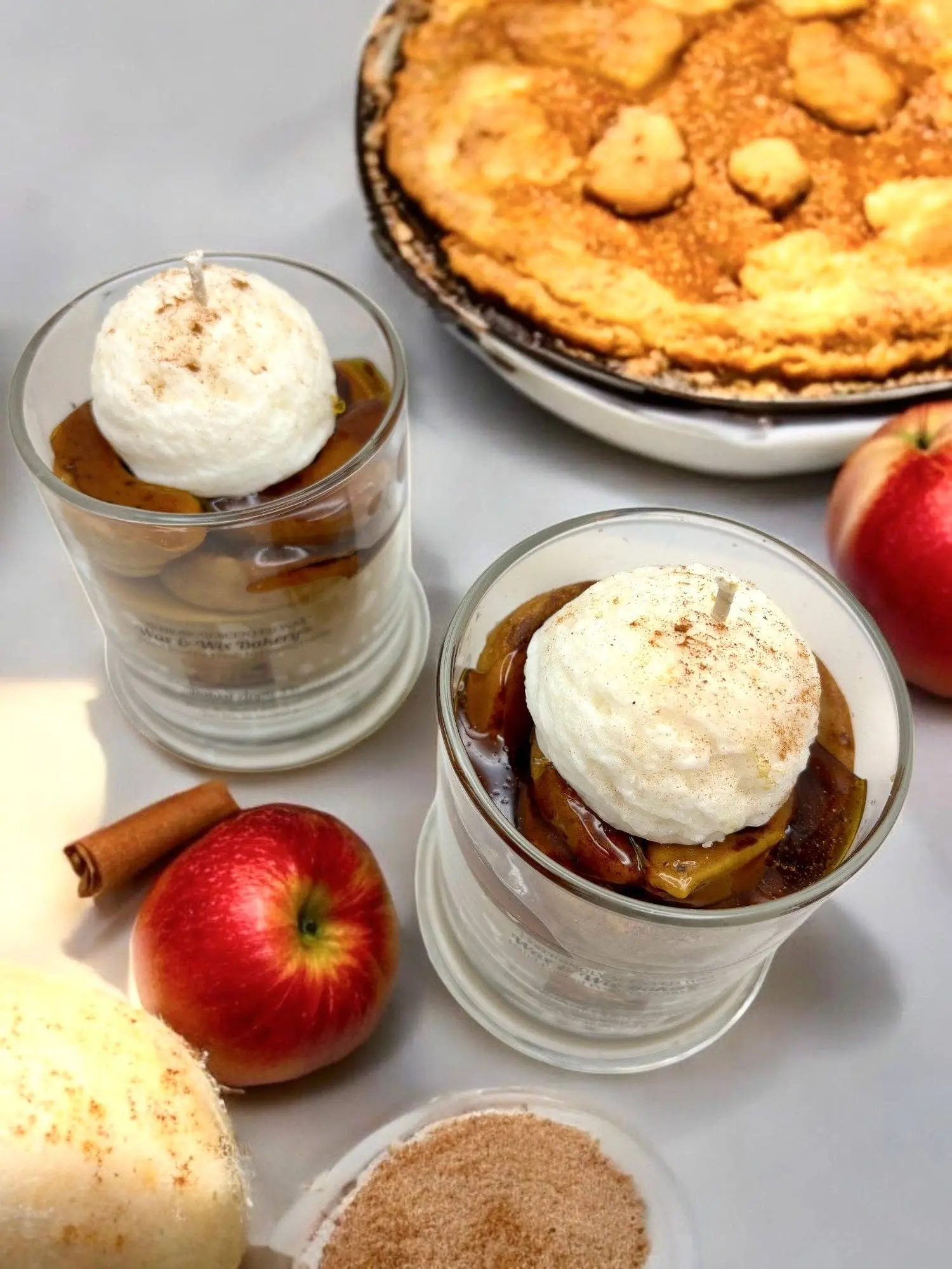 Unique Candle Designs By Kaneca - Baked Apple Pie Candle. 13 oz. Large Soy Dessert Candle