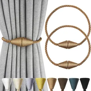 2 Pack Magnetic Curtain Tiebacks Rope Modern Handmade Curtain Tie Backs Decorative Drapes Weave Holdbacks Window Decorations Supplies for Window Décor