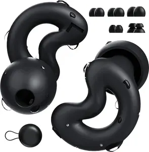 RelaxCharm Moon-shaped Earplugs, Up to -49db Sleep Noise Canceling, Blocks Snoring, 6 Pairs of Replacement Ear Caps, Silicone Comfort Fit
