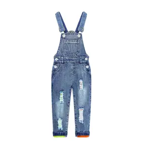Boys Stretchy Distressed Denim Jeans Adjustable Straps Casual Daily Pants