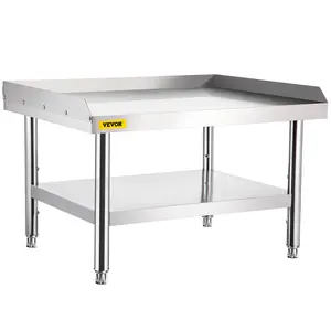 VEVOR Stainless Steel Equipment Grill Stand, 48 x 30 x 24 Inches Stainless Table, Grill Stand Table with Adjustable Storage Undershelf, Equipment Stand Grill Table for Hotel, Home, Restaurant KitchenSummervibes