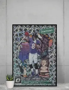Donruss Optic Lamar Jackson 2018 Rookie Downtown 12x17 Poster Baltimore Ravens