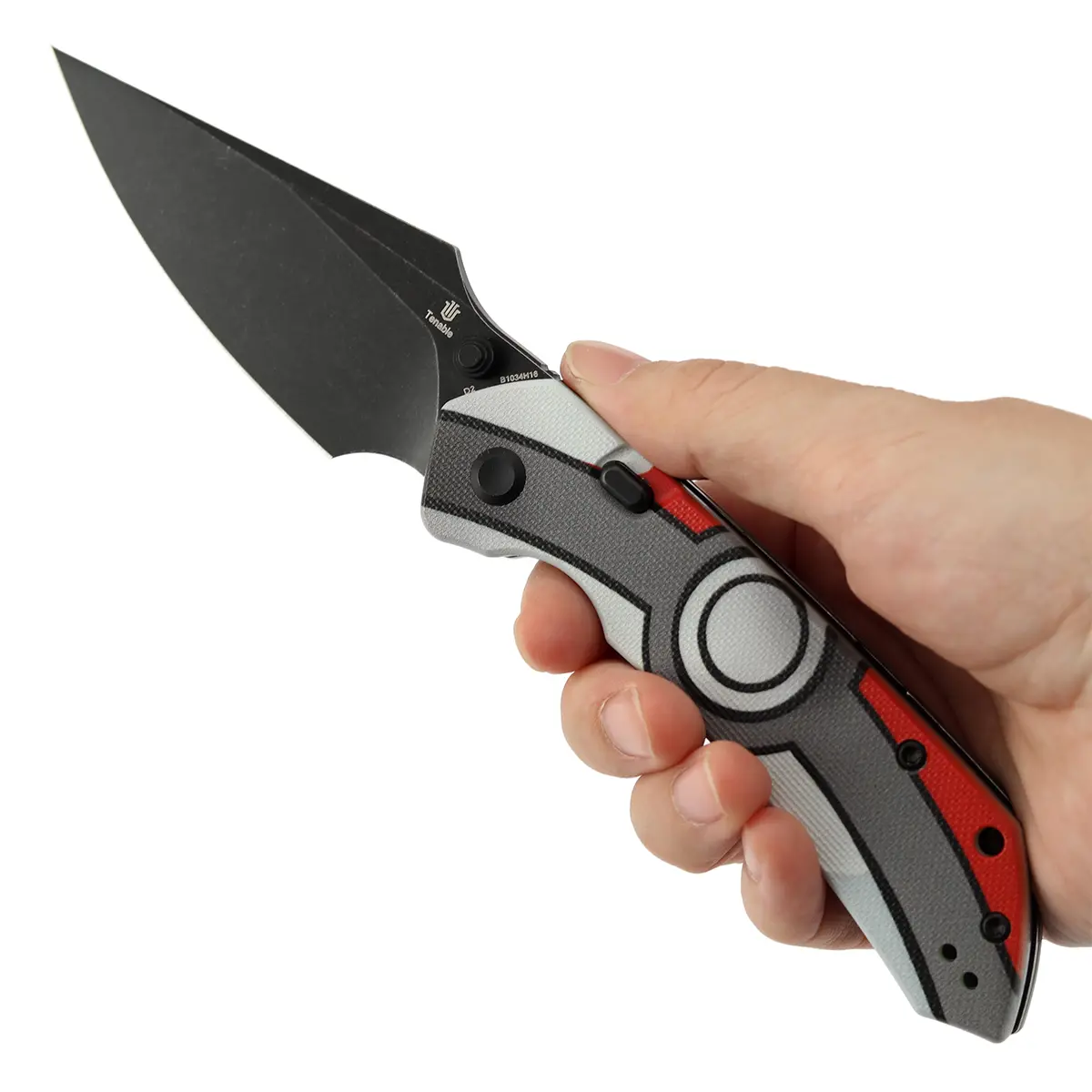 Tenable Fenrir Top Liner Lock Folding Knife| 3.4“ Blackwash D2 Blade | Jade G10 with with Pocket Monster/Green Misty/Green Camouflage/Multicolor Camouflage/Purple Undead Pattern Handle | Sparrow Knife Design | B1034HSeries, 3.4” Blade, D2 Steel