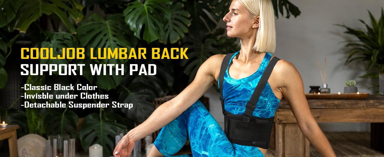 COOLJOB Expert Back Brace for Lower Back Pain Relief, Powerful Lumbar Support with 3D Foam Pad and Elastic Shoulder Strap, Breathable Adjustable Support Belt