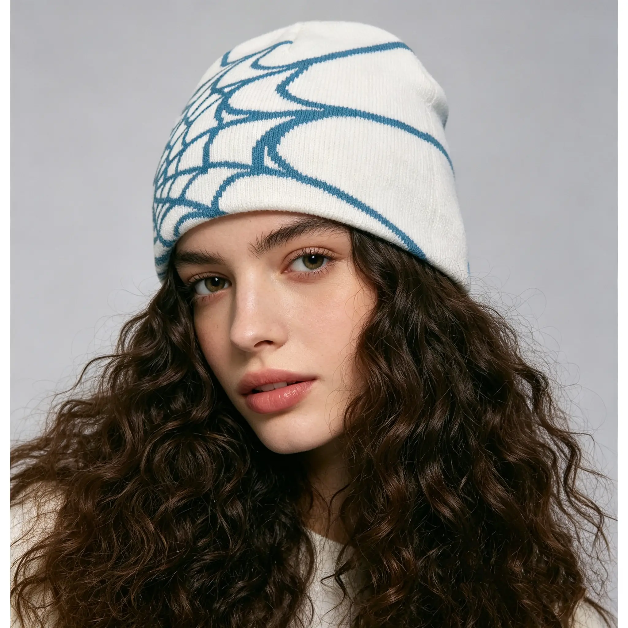 2026 Unisex Y2K Spider Web Knit Beanie - Jacquard Graphic 